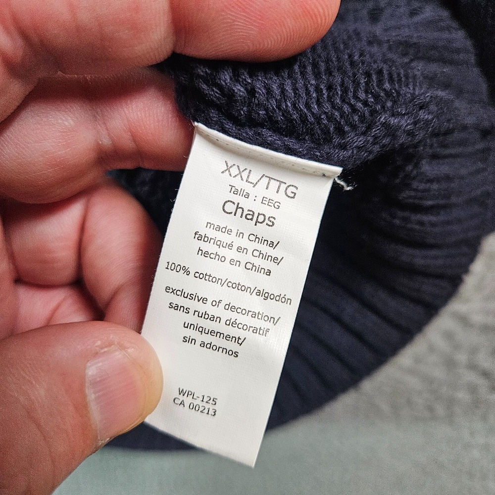 Chaps Sweater Men XXL Chunky Knit‎ Cotton 1/4 Zip Navy Blue - Picture 7 of 13